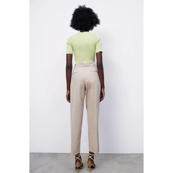 ZARA Beige Wide Leg Pants Pockets - Picture 5 of 7